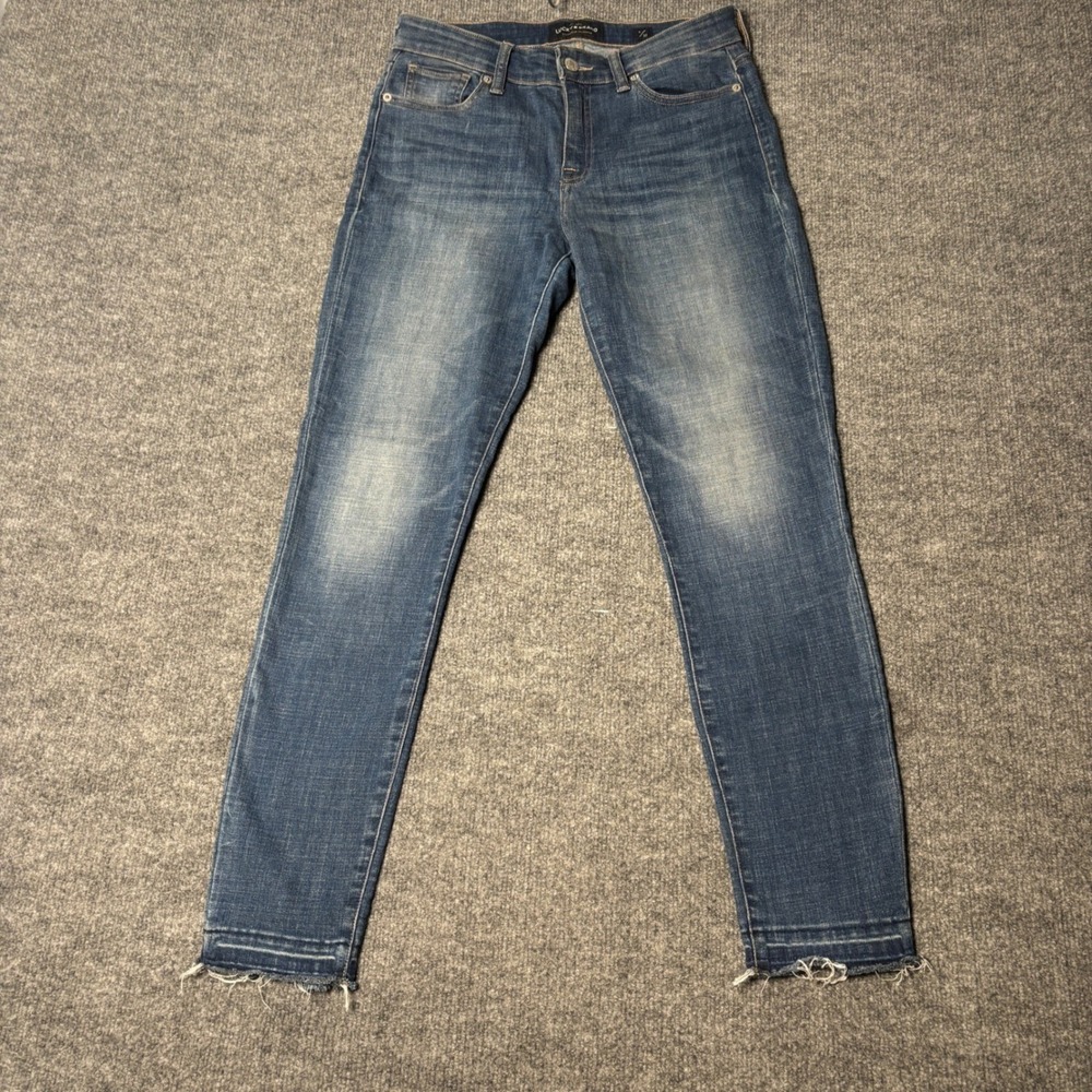Lucky Brand Jeans Womens 4/27 Blue Mid Rise Skinny Raw Hem Denim Casual